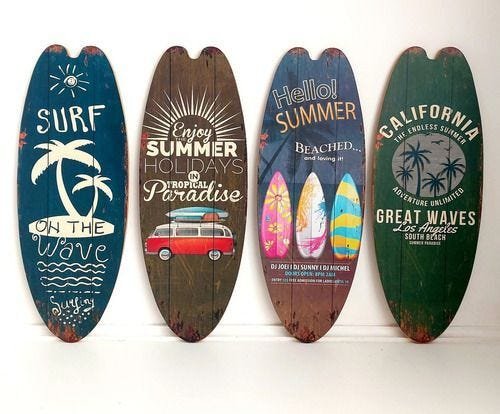 Kit 4 Prancha Surf Kombi Mdf 40x15cm Decoração Praia Verão - 2