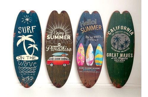 Kit 4 Prancha Surf Kombi Mdf 40x15cm Decoração Praia Verão - 1