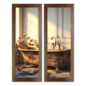 2 Quadros Decorativos para Banheiro Social Lavabo Toalete Sabonete Verde 20x60cm