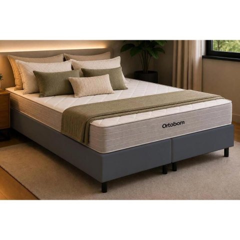 Cama Box Crc Queen +Colchão Molas Venno Ortobom 158