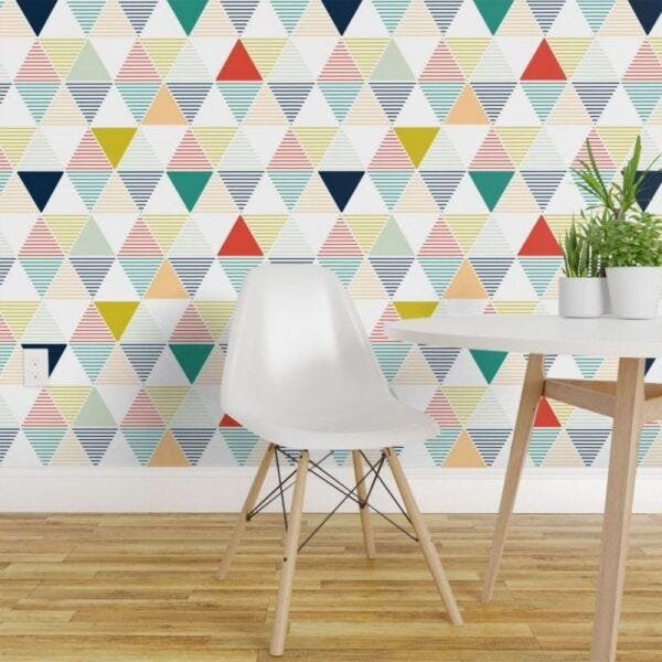 Papel de Parede triângulos com listras coloridas - 1