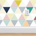 Ver imagem 3 de Papel de Parede triângulos com listras coloridas