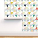 Ver imagem 2 de Papel de Parede triângulos com listras coloridas