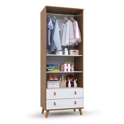Guarda Roupa Infantil Encanto Nogal com Branco Brilho Batrol Nogal e Branco - 2