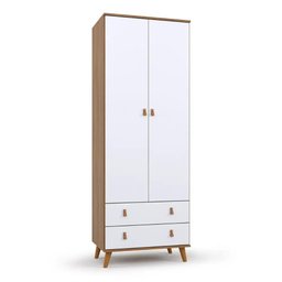 Guarda Roupa Infantil Encanto Nogal com Branco Brilho Batrol Nogal e Branco - 1