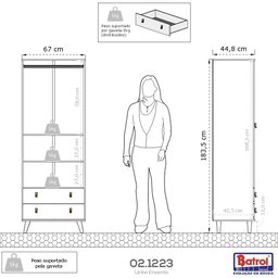 Guarda Roupa Infantil Encanto Nogal com Branco Brilho Batrol Nogal e Branco - 4