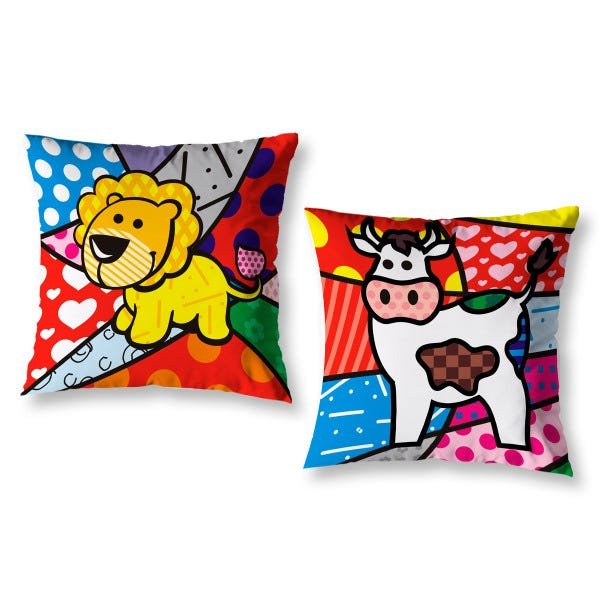 Kit 2 Almofadas Cheias Sala Quarto 40cm Pop Art Animais - 1