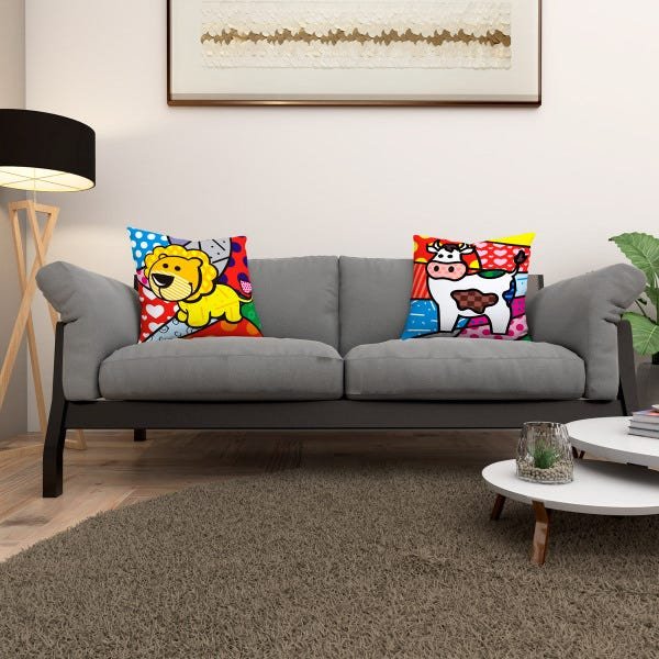 Kit 2 Almofadas Cheias Sala Quarto 40cm Pop Art Animais - 2