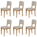 Ver imagem 1 de Kit 6 Cadeiras de Jantar Madeira Maciça Estofadas Ella Cinza Claro - Straub Web