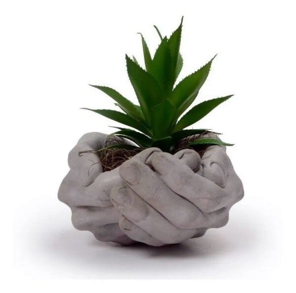 Vaso de Cimento Decorativo Cachepot Hands - 1