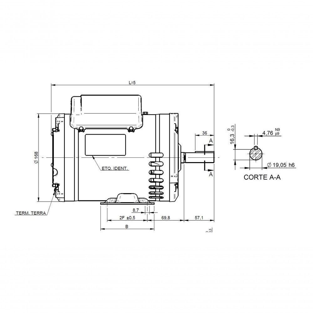 Motor Elétrico Monofásico 3cv 4 Pólos Baixa Rotação C/ Polia - 3