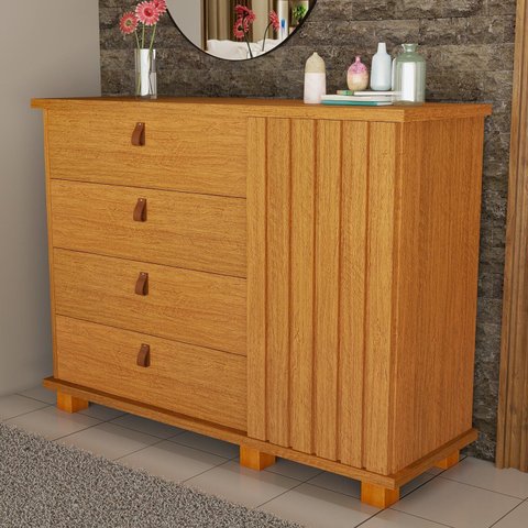 Cômoda Ripado para Quarto 120cm x 94cm Talismã Marrom/Marrome