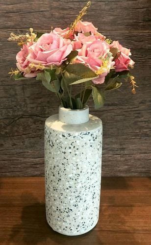 Vaso de Cimento 28cm - Mart Urban Fashion Loft com Buque de Rosas Artificiais - 2