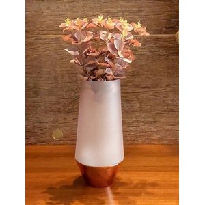 Vaso de Vidro Rosé Gold e Fumê 30cm Mocca Mart