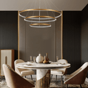 Ver imagem 5 de Lustre Pendente 3 Anéis Dourado 80w Luz 3000k Led Integrado Bivolt