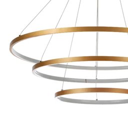 Lustre Pendente 3 Anéis Dourado 80w Luz 3000k Led Integrado Bivolt - 8