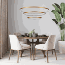 Ver imagem 2 de Lustre Pendente 3 Anéis Dourado 80w Luz 3000k Led Integrado Bivolt