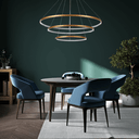 Ver imagem 4 de Lustre Pendente 3 Anéis Dourado 80w Luz 3000k Led Integrado Bivolt