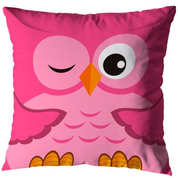 Kit 2 Almofadas Cheias Quarto Infantil Corujas 40cm Zíper - 3