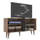 Ver imagem 2 de Rack P/ TV Até 43" Duque com Duas Prateleiras - Cor Castanho com Preto