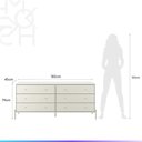 Ver imagem 7 de Conjunto 2 Mesas de Cabeceira e Cômoda 6 Gavetas Jasper - Off White Fosco c/ Champanhe