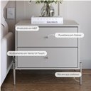 Ver imagem 2 de Conjunto 2 Mesas de Cabeceira e Cômoda 6 Gavetas Jasper - Off White Fosco c/ Champanhe