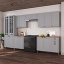 Ver imagem 1 de Armário de Cozinha Modulada Completa Fidelitá Nara 100% MDF 6 Peças 360cm 16 Portas 2 Gavetas com