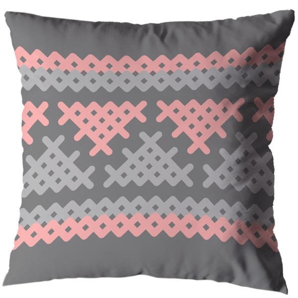 Kit 4 Capas de Almofada 40cm x 40cm Estampada Crochê Rosa Zíper Invisível - 3
