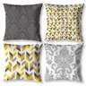 Kit 4 Capas de Almofada 40cm x 40cm Estampada Arabescos Amarelo Zíper Invisível - 1