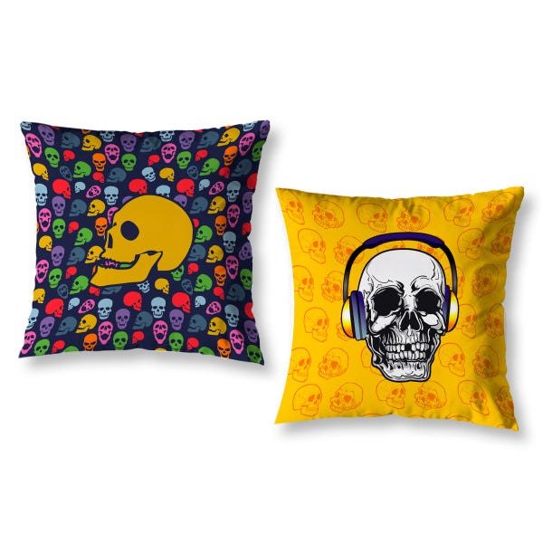 Kit 2 Capas de Almofada Caveira 40cm Quarto Sala com Zíper - 1