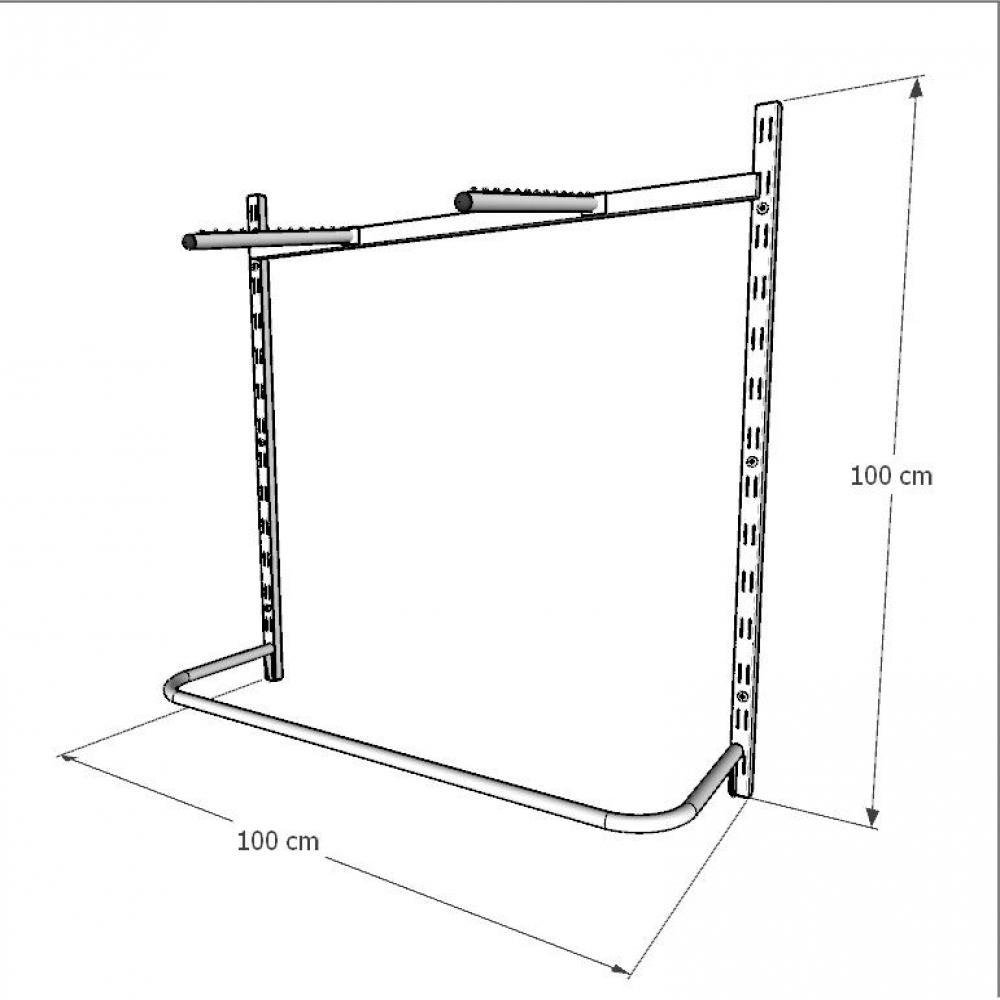 Kit Cremalheiras e Araras para Loja com 6 Peças Regulável 100x100cm Cor Preto Modelo Clst1Ljp26 - 3