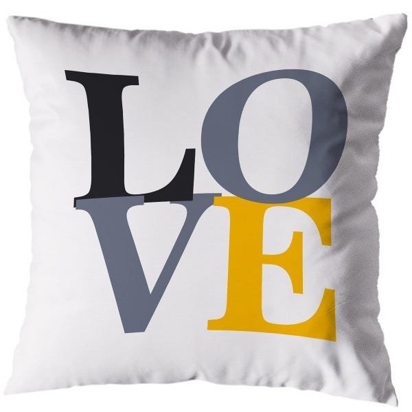 Kit 3 Almofadas Cheias Love 40cm Sala Quarto Zíper Amarelo - 3
