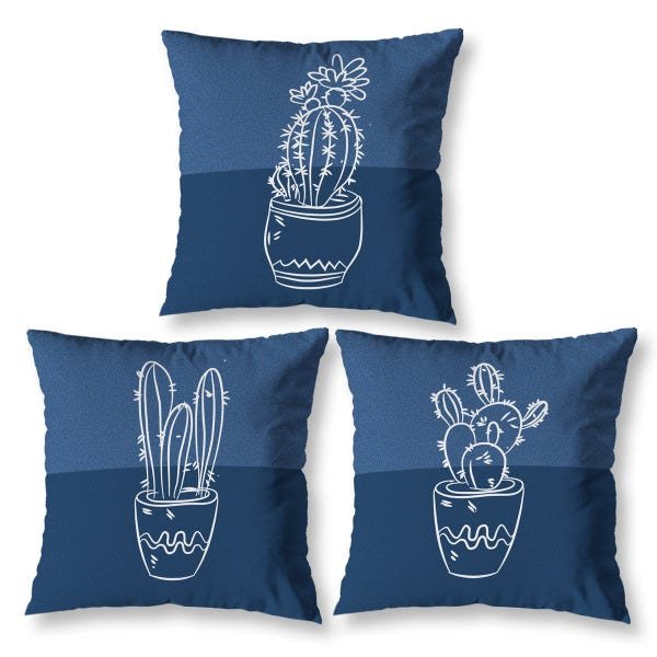 Kit 3 Almofadas Cheias Azul Infantil Sala Quarto 40cm Zíper - 1