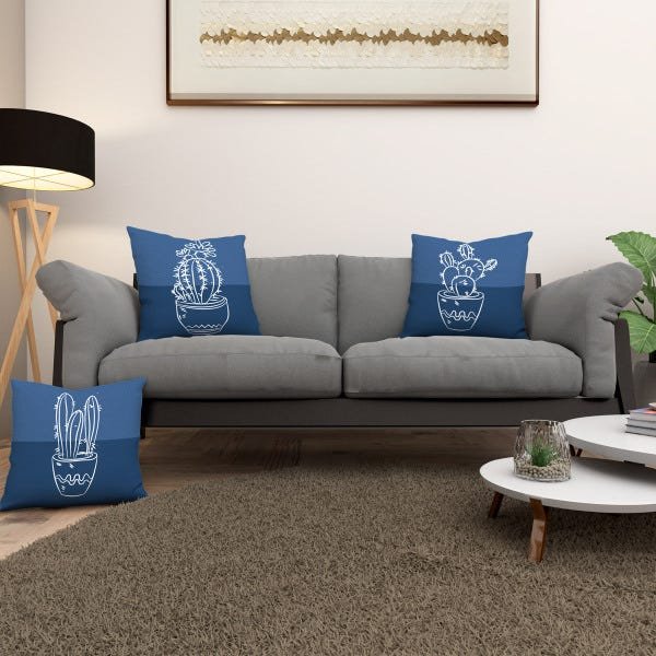 Kit 3 Almofadas Cheias Azul Infantil Sala Quarto 40cm Zíper - 2
