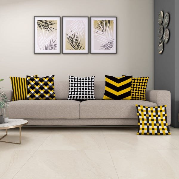 Kit 6 Almofadas Sala Quarto 40cm x 40cm Geométrico Amarelo - 2