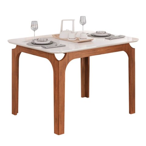 Mesa Sala de Jantar 1,20m Tampo em Vidro Mel
