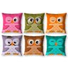 Kit 6 Almofadas Sala Quarto 40cm x 40cm Corujas Coloridas - 1