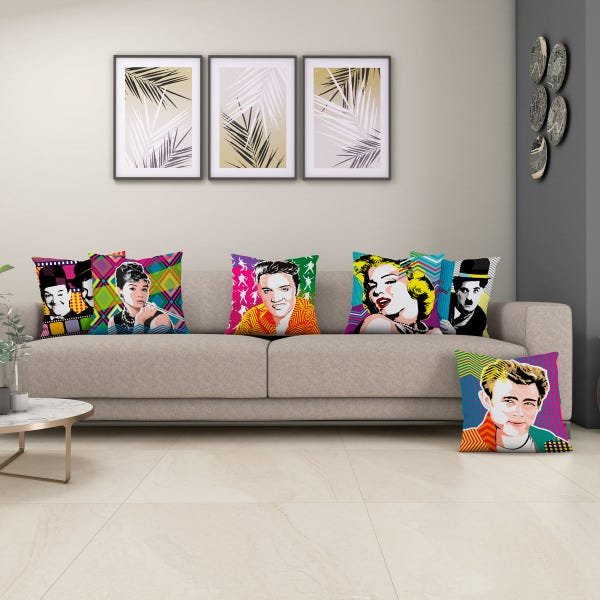 Kit 6 Almofadas Sala Quarto 40cm x 40cm Artistas Cinema - 2