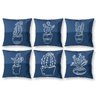 Kit 6 Almofadas Sala Quarto 40cm x 40cm Cactos Azul - 1