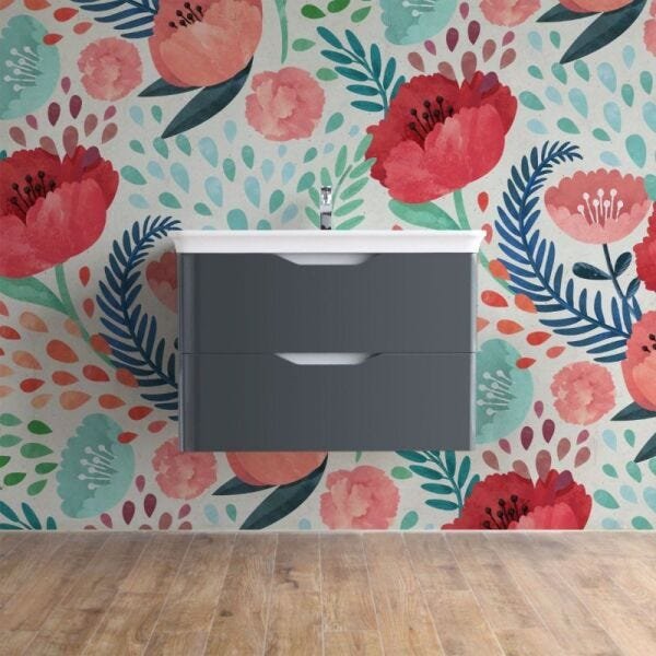 Papel de parede floral flores vermelhas - 3