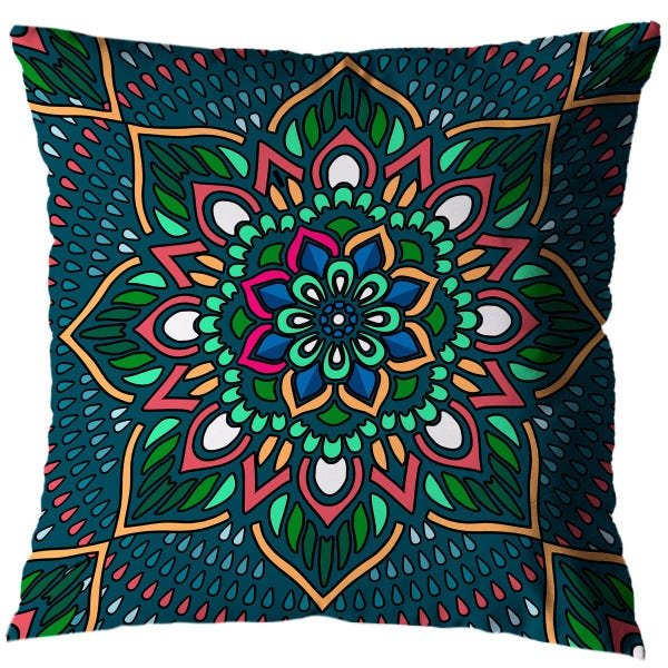 Kit 5 Almofada 40cm x 40cm Mandala Indiana Estampada Ziper Invisivel - 3