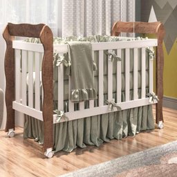 Quarto de Bebê Taís Berço 3 em 1 Lila Cômoda Infantil 4 Gavetas com Porta Amadeirado Carolina - 2