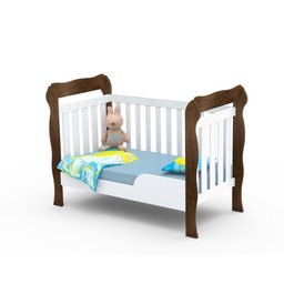 Quarto de Bebê Taís Berço 3 em 1 Lila Cômoda Infantil 4 Gavetas com Porta Amadeirado Carolina - 4