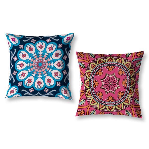Kit 2 Capas de Almofada Sala Quarto Mandala Decorativa 40cm - 1