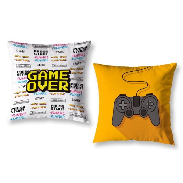 Kit 2 Capas de Almofada Quarto Infantil Menino Game 40cm - 1