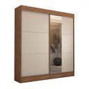 Ver imagem 3 de Guarda-roupa Casal Portugal 2 Portas de Correr com Espelho 3 Gavetas Cinamomo/off White - Panorama M