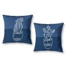 Kit 2 Capas de Almofada Azul Quarto Decoração 40cm Cactos - 1