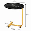 Ver imagem 2 de Mesa Lateral Vitino Siena Noir Tampo Mdf Oval Marmorizado Base Dourada