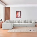 Ver imagem 2 de Kit Sofá Modular 5 Lugares Moderno Curvo Orgânico Adapt Bouclé