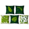 Kit 5 Capas de Almofada 40cm x 40cm Folhas Verdes Estampada Ziper Invisivel - 1